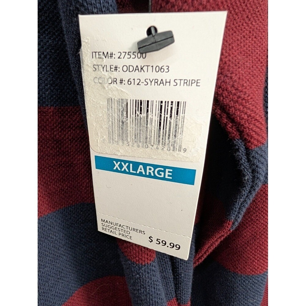 ODA Rugby Shirt Men's 2XL Maroon Blue Striped Long Sleeve 1/4 Zip Preppy NEW - Picture 10 of 11